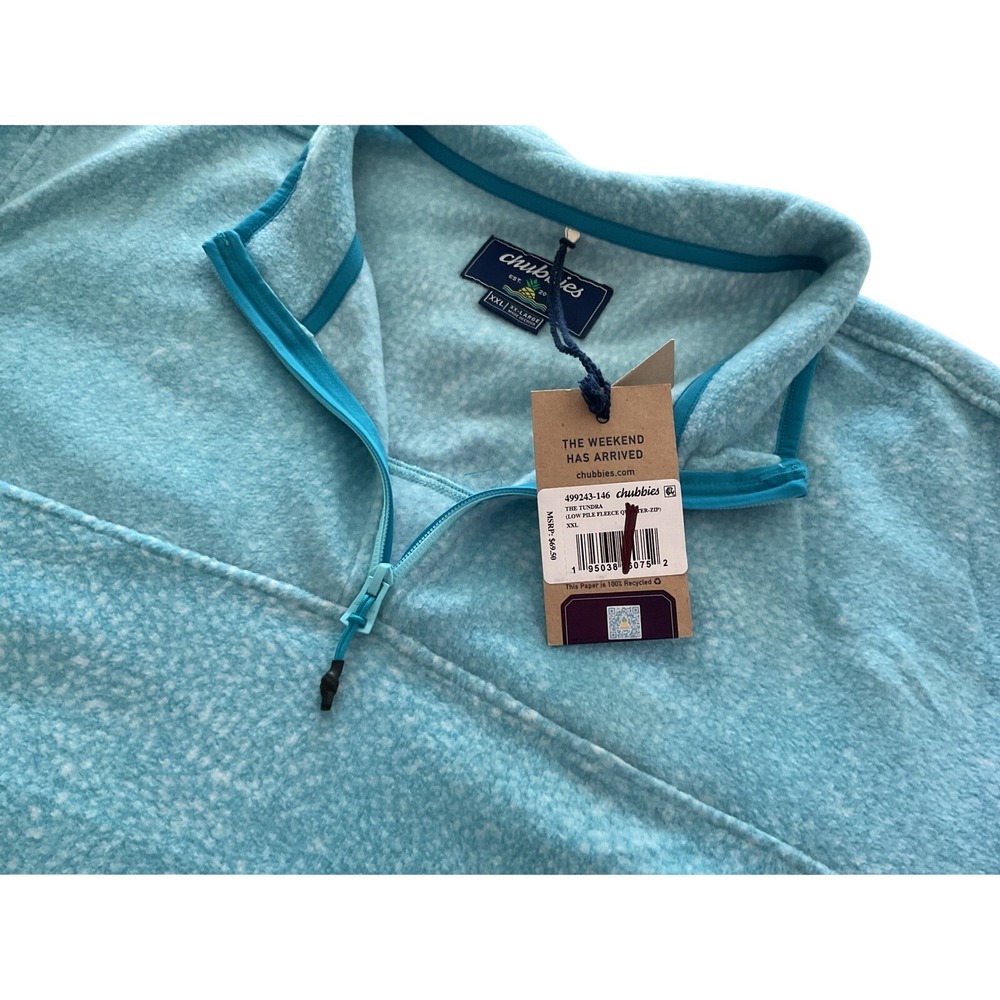 Chubbies Men's Aqua Speckled Fleece 1/4 Zip Pullover XX Large‎